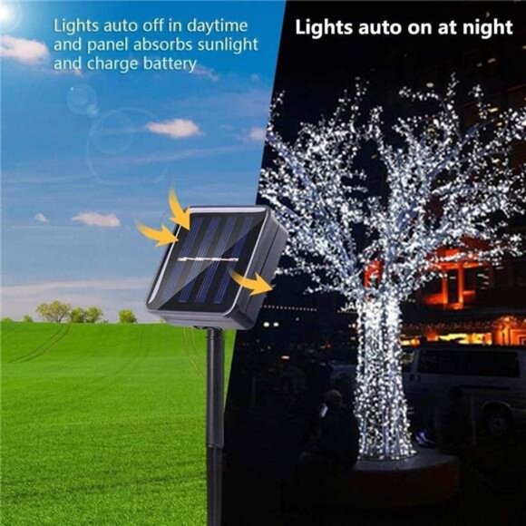 Solar Christmas Lights Outdoor 400 LED String Lights 8 Modes Waterproof Fairy - Picture 6 of 7